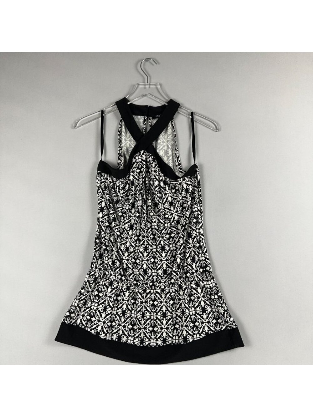 White House Black Market Crossover Halter Top Size Small Geometric Sleeveless - Picture 1 of 7